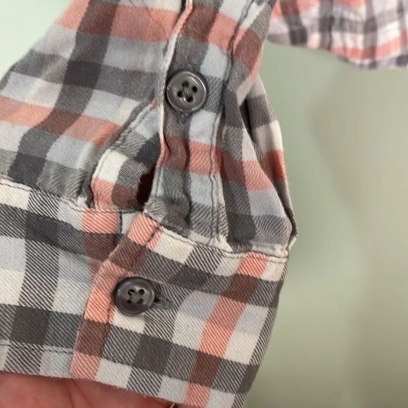 COLUMBIA Plaid Button Down Shirt Orange Grey Women’s Small Outdoors Hiking Fall - Picture 6 of 7